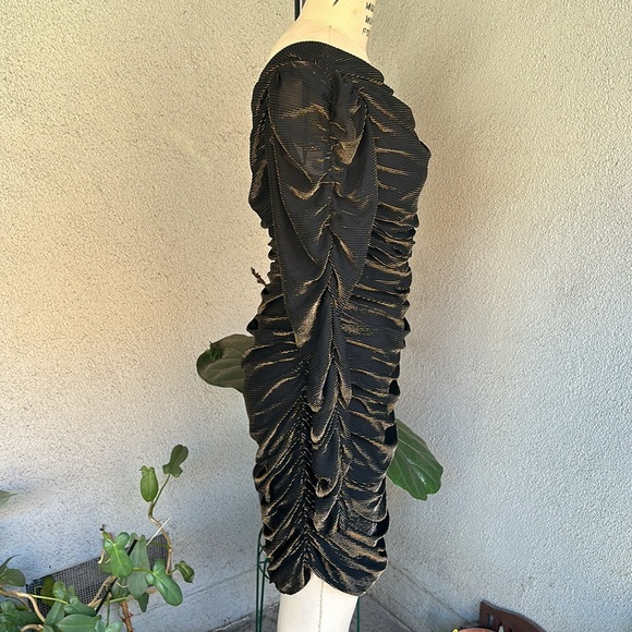 CONTEMPO CASUALS | VINTAGE 80’s Ruched Black Gold Formal Disco Dress - Picture 4 of 14